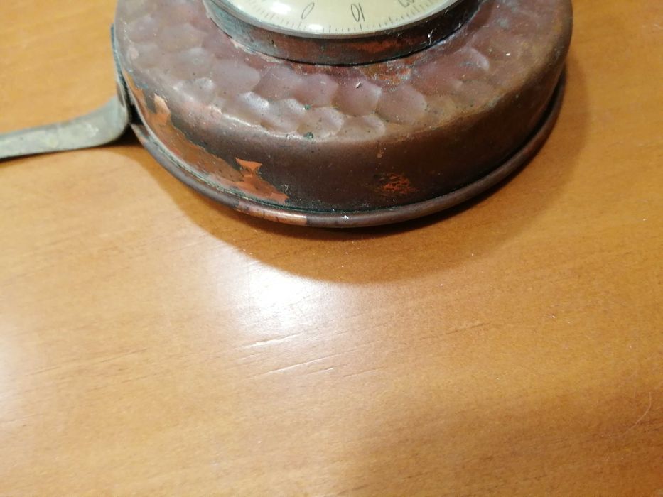 termometro pequeno de parede antigo , em cobre , ver fotos