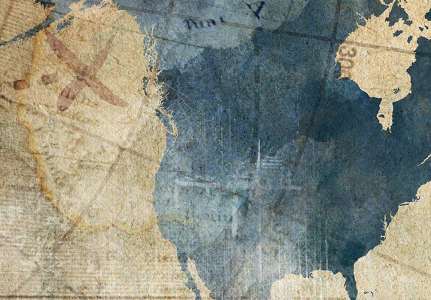 Obraz na Płótnie Flizelinowym Mapa Świata 135x90 cm XXL Obraz 3 części