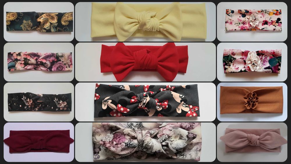 Opaska półturban, przeplatana, pin up, z kokardą, czapka turban