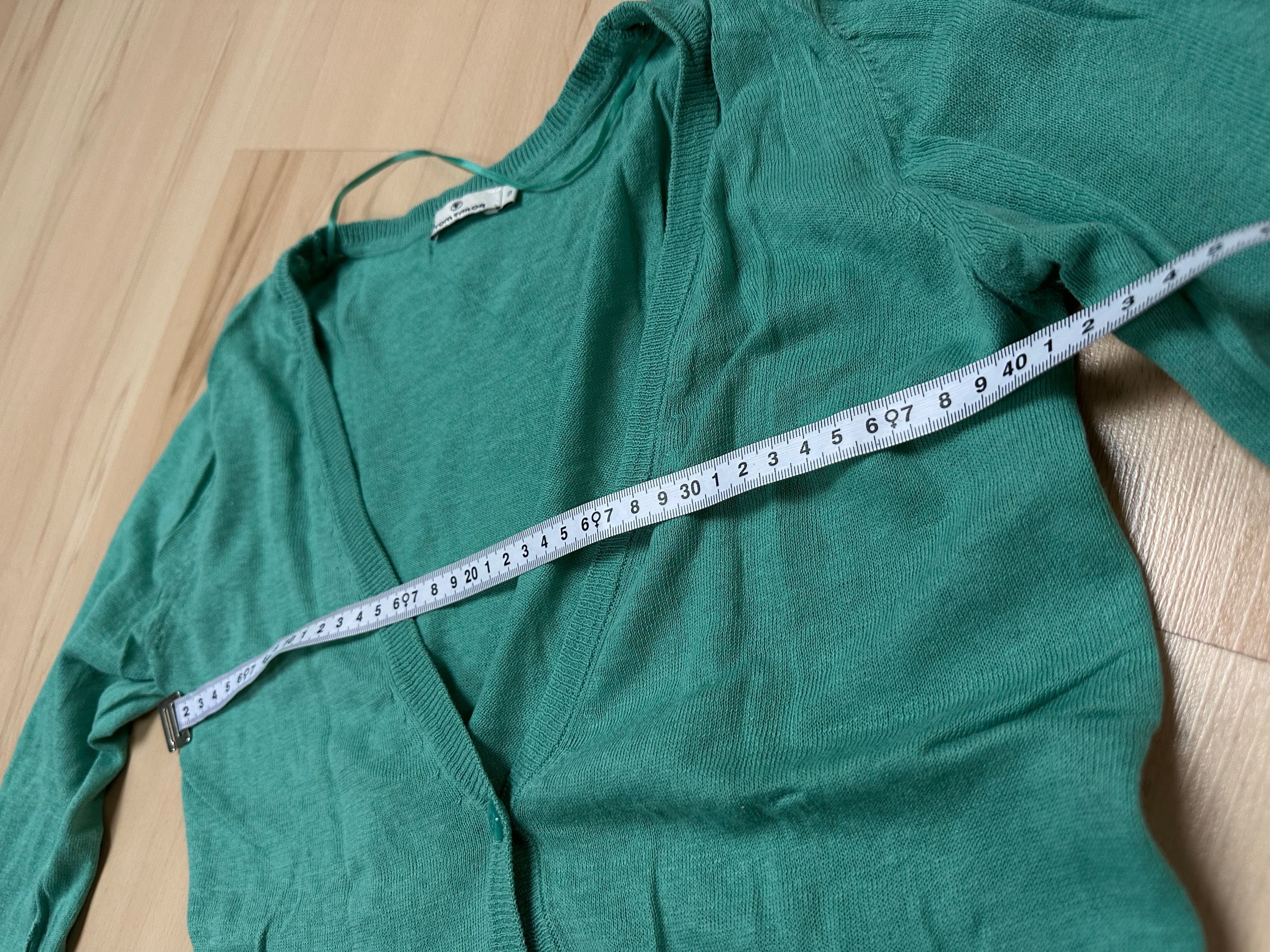 Tom Tailor bawełniany sweter guziki turkus damski v neck