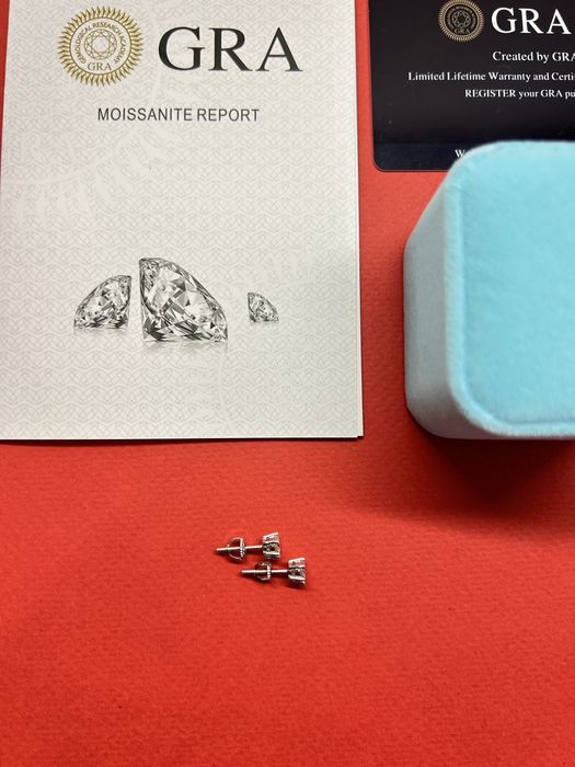 Сучасні стильні сережки з діамантами муасанітами 0,5 карат на гвитнах