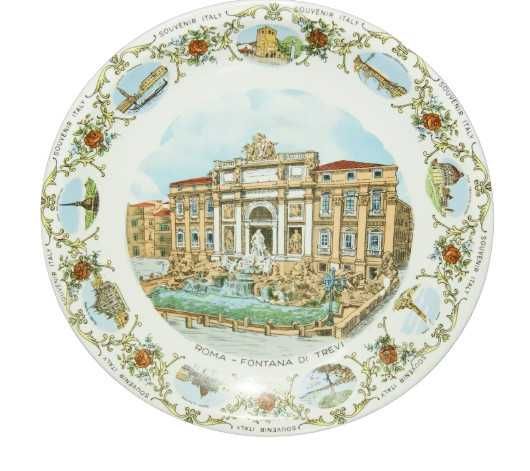 Włoska porcelana antyk talerz dekoracyjny zabytki Rzymu