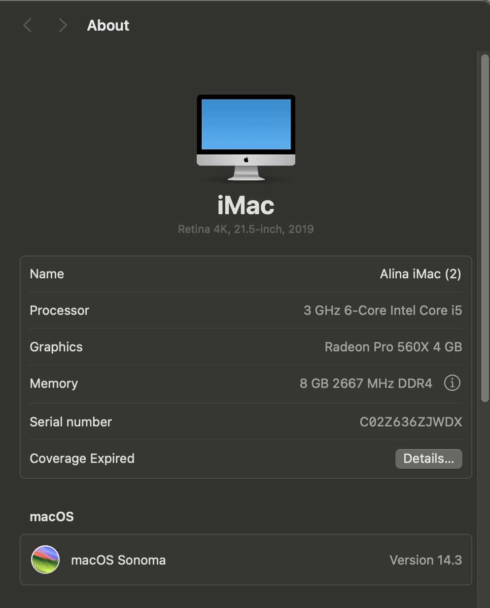 iMac (Retina 4K, 21,5 polegadas, 2019)