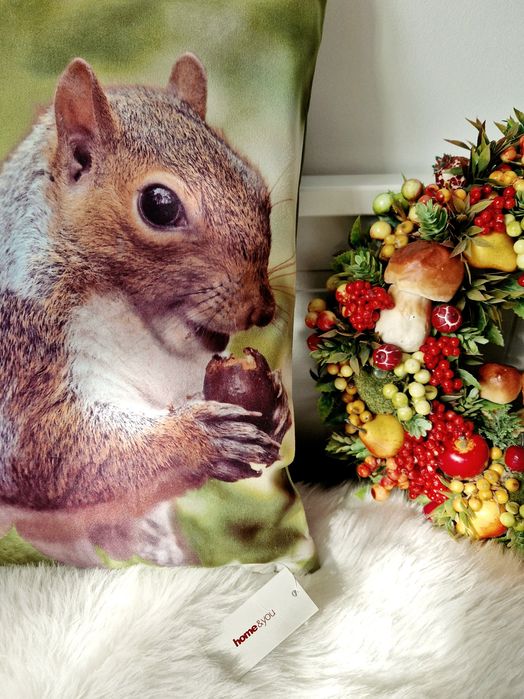 Home&you nowa poszewka jesienna 45x45 wiewiórka futrzany ogon
