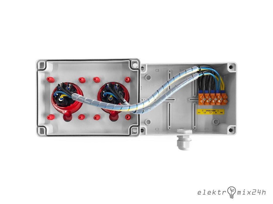 Rozdzielnica elektryczna, gniazda siłowe 1x16A 400V 5P | 1x32A 400V 5P