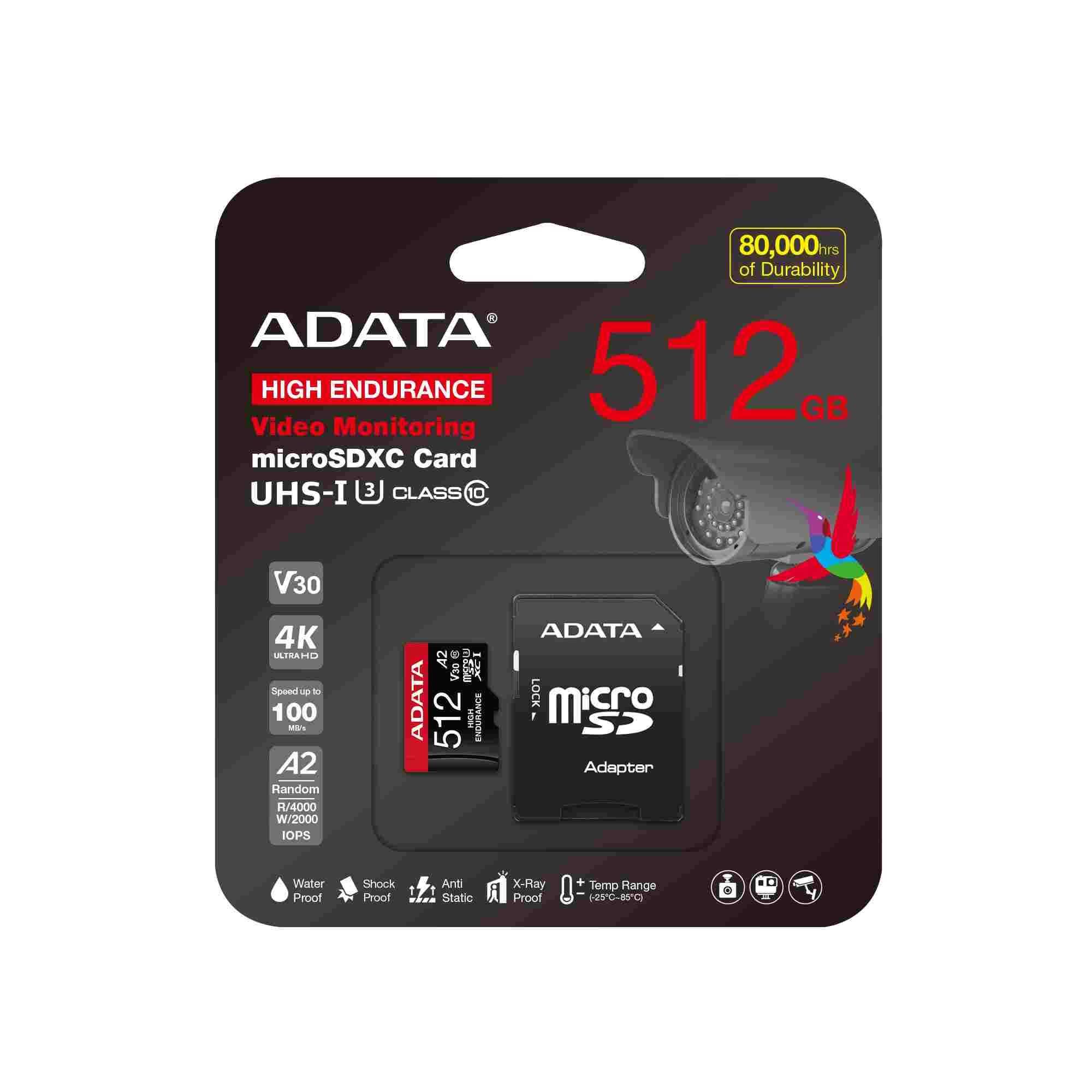Adata Karta microSD XC High Endurance 512GB UHS1 U3 V30 A2 100MB/s