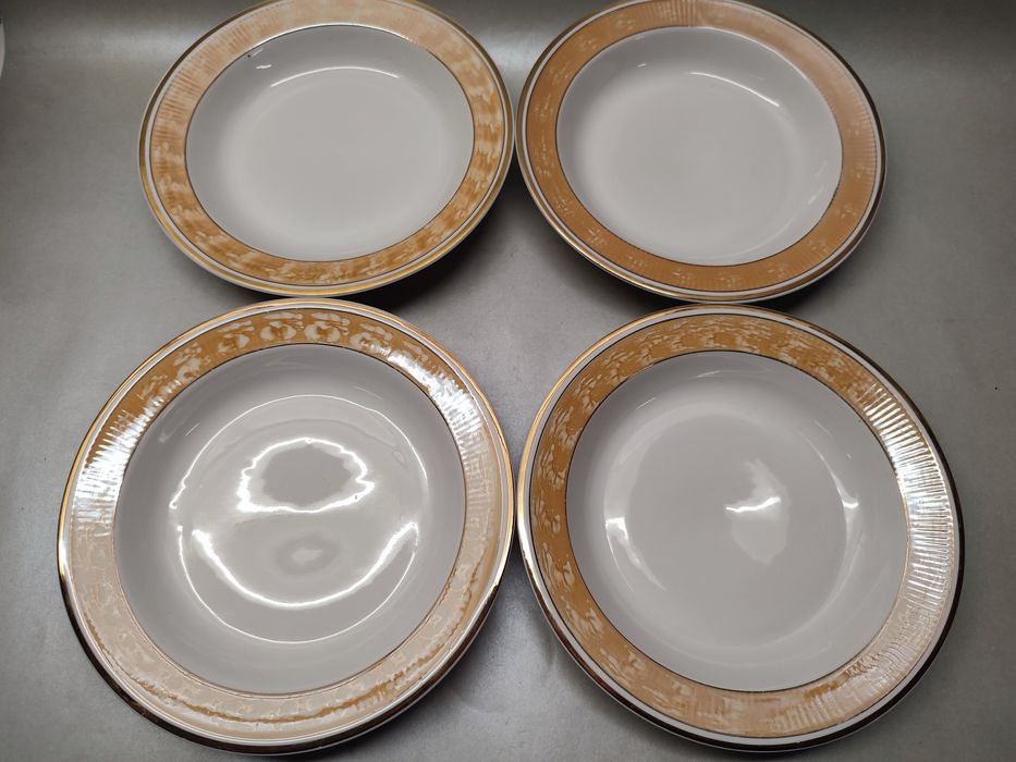 Talerze obiadowe głębokie Chodzież Roman Marmurek PRL Porcelana