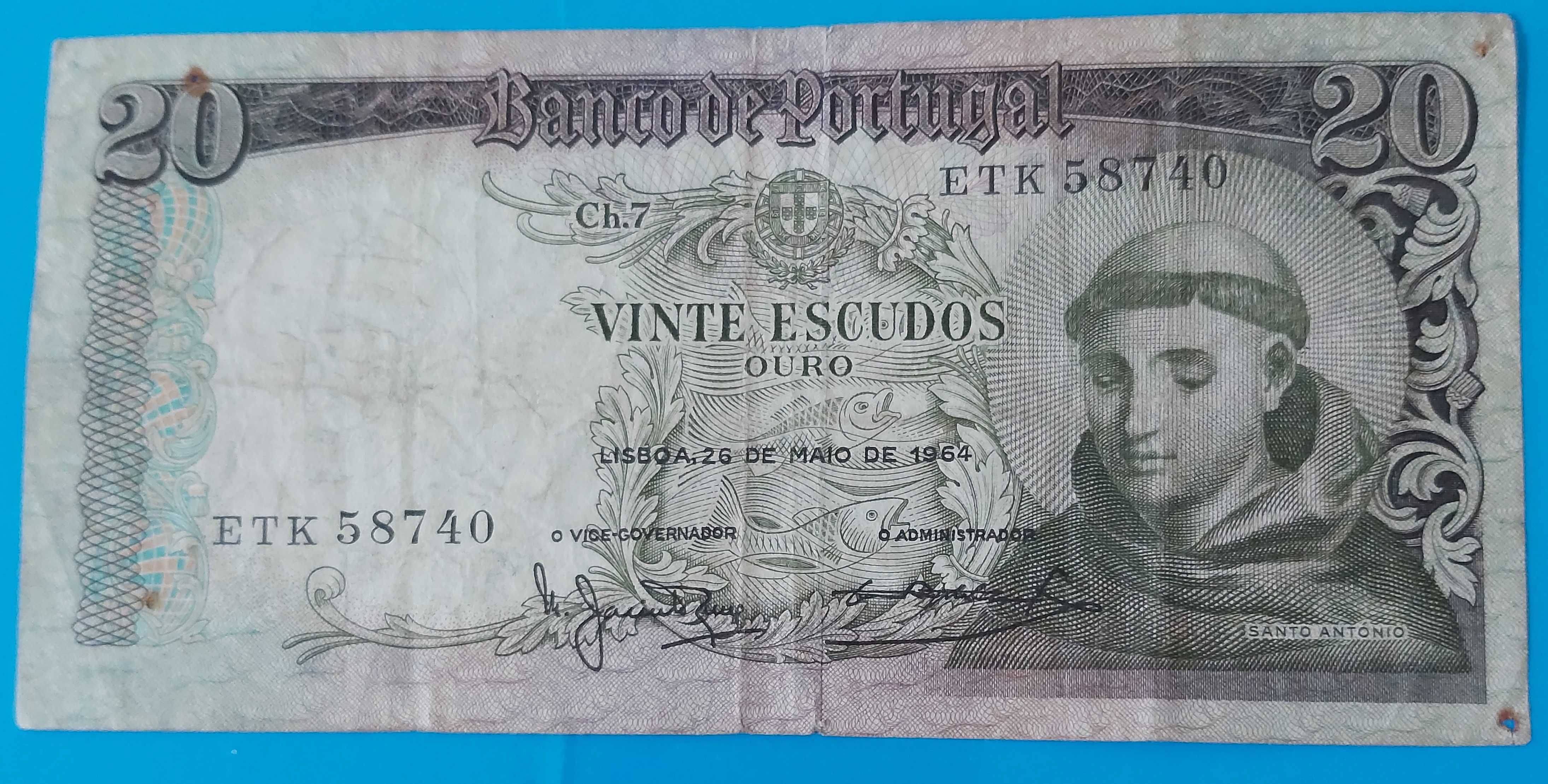 Nota de 20$00 de Portugal, CH 7, Santo António 1964