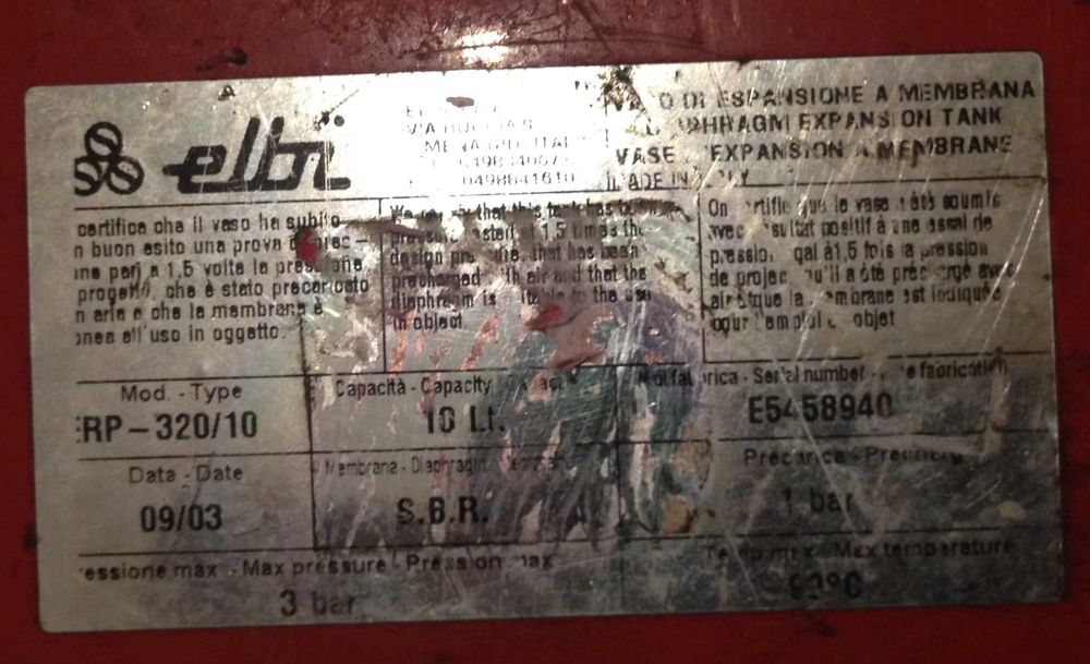 Бачок розширювальний 10 л, робочий, тримає тиск, Бачек расшир, рабочий