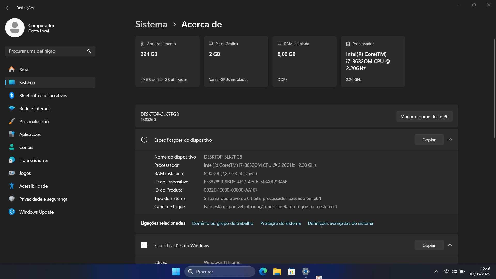 Portátil i7 + Nvidia