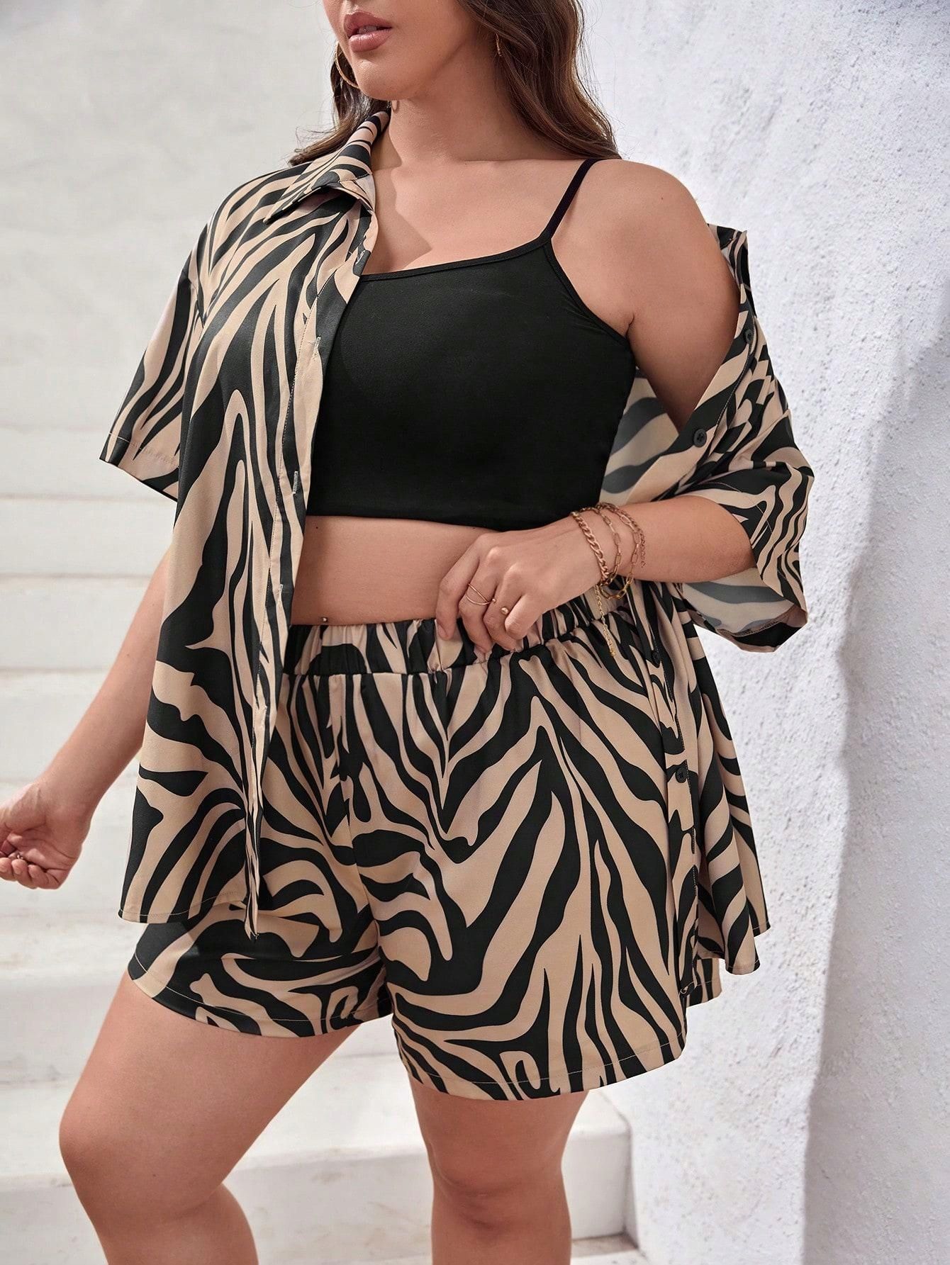 Komplet Koszula + Spodenki Zebra Casual Shein 3Xl