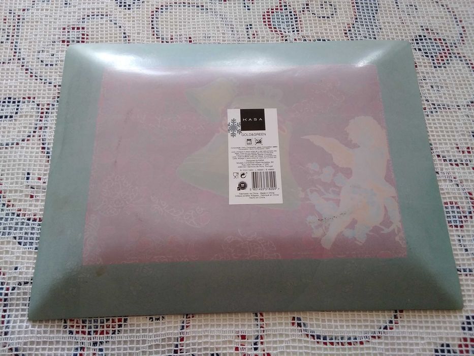 Tabuleiro em vidro de Natal Sinos Merry Christmas