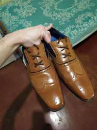 Мужские кожаные туфли (коричневые)