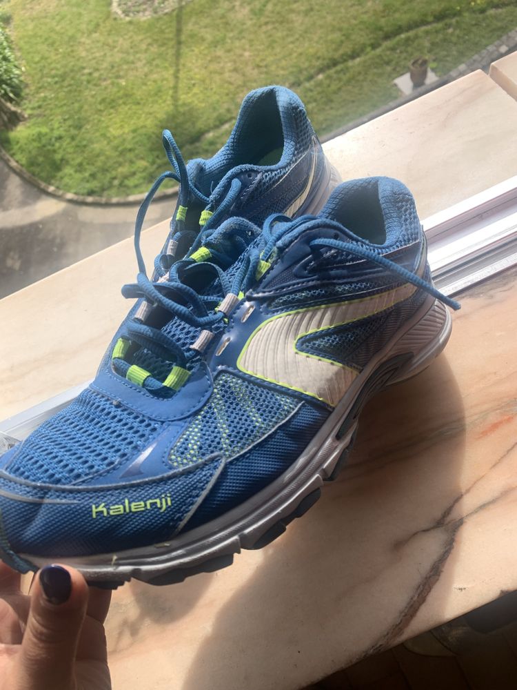 Sapatilhas “Kalenji” homem tamanho 43 azul/amarelo fluorescente
