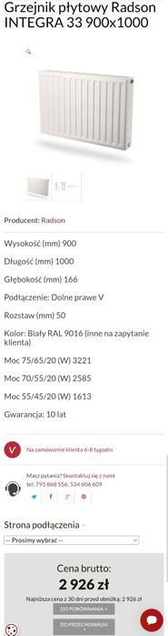 Grzejnik NOWY Radison jak PURMO  BIDERUS okazja Białystok
