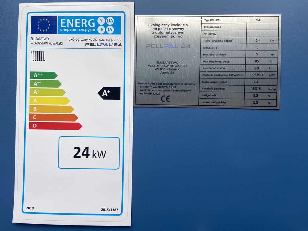 Kocioł 5 klasa ecodesign 24 kW PELLET do 300m2 A+