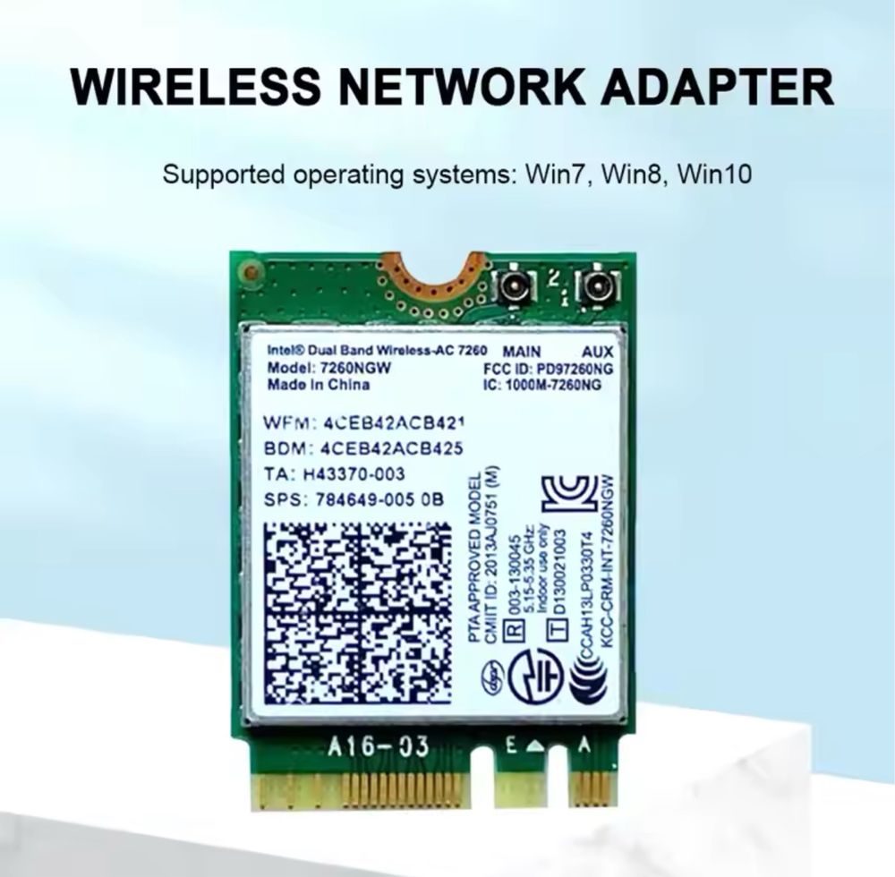 Intel 7260 7260NGW NGFF M.2 двухдиапазонный адаптер Wi-Fi 802.11AC m2