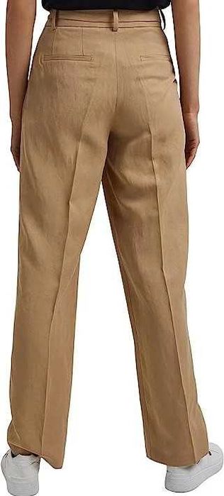 Calças bege em mistura de linho da Esprit