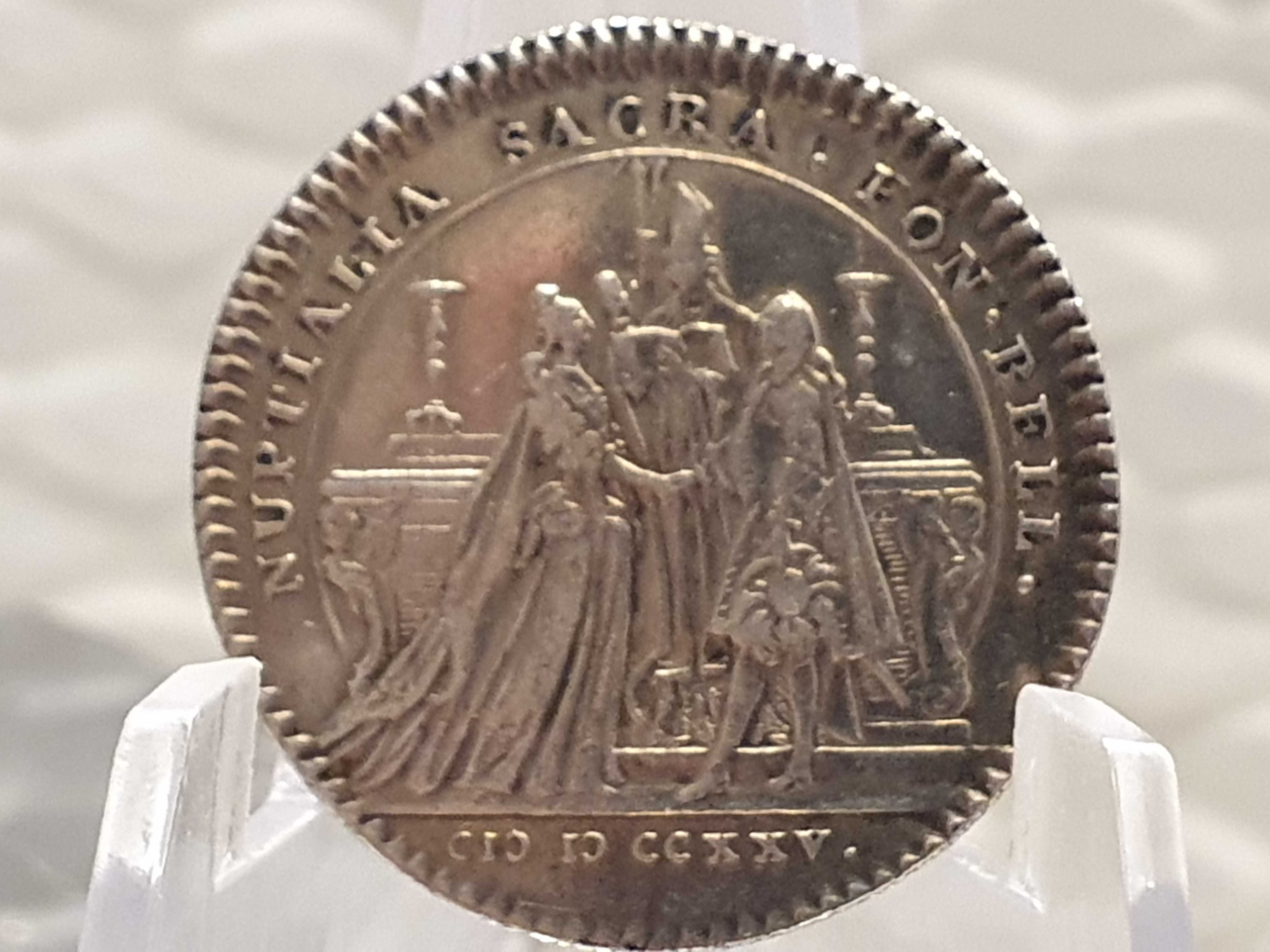 Medal zaślubinowy 1725 r  Maria Leszczyńska i Ludwik XV  Rarytas STAN