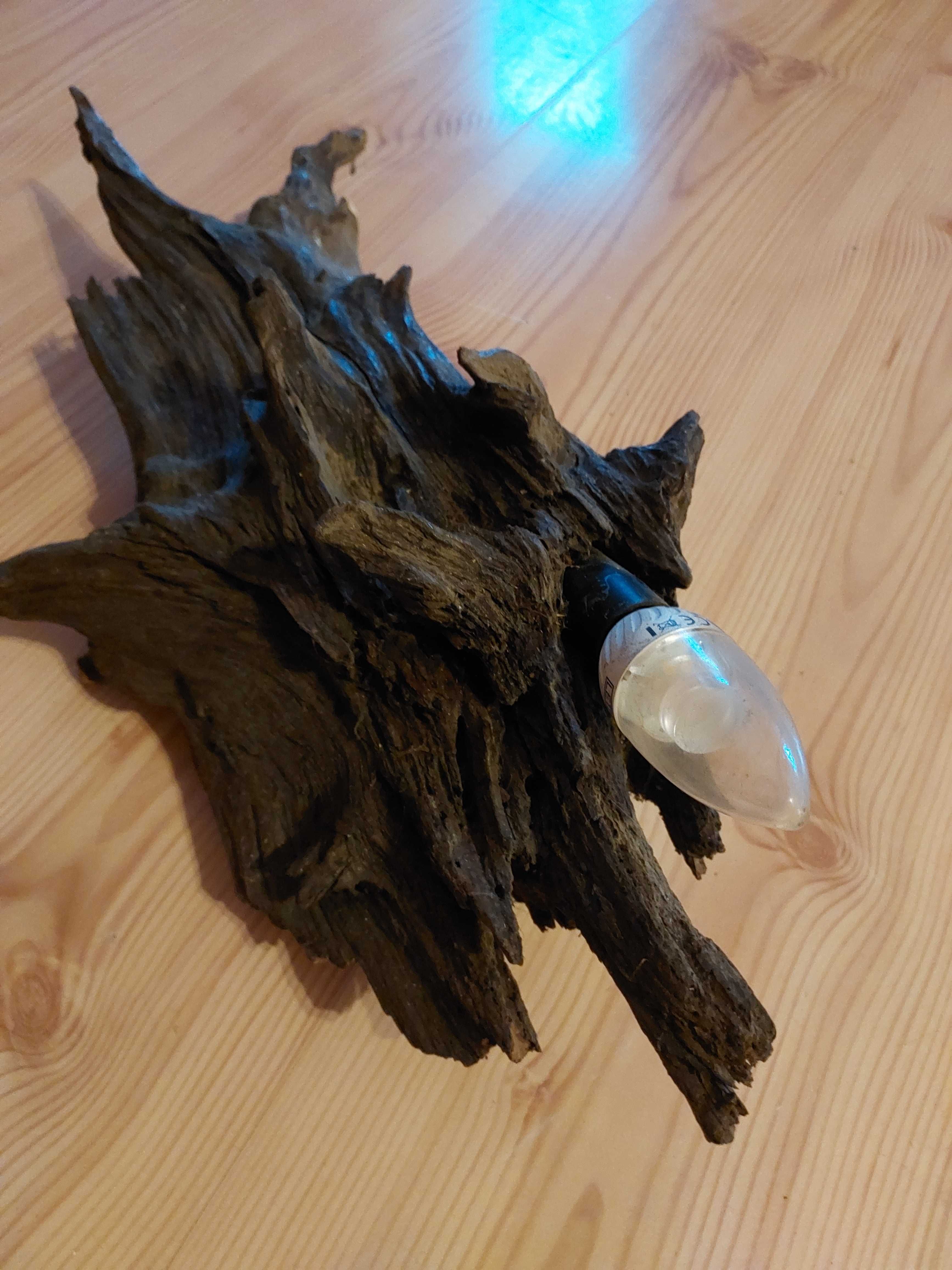 Lampka, oprawa drewniana ręcznie robiona