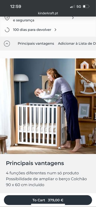 Berço KINDERKRAFT Multifuncional Koya 4 em 1