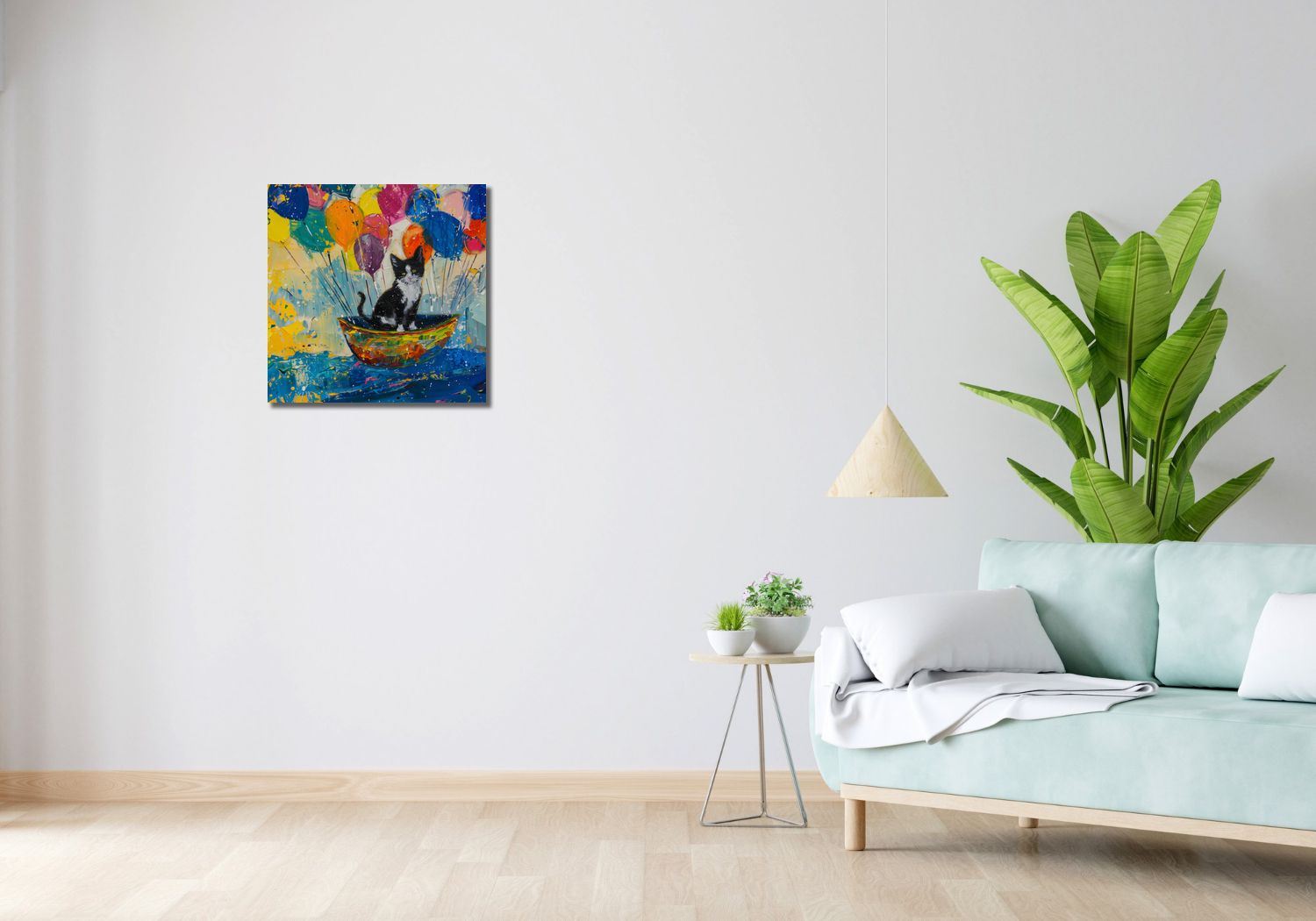 Obraz 50x50cm Kot na Łodzi