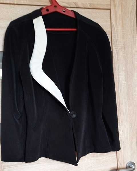 MARYNARKA-ŻAKIET czarny, rozm. 40/42, jednostronna biała klapa - super