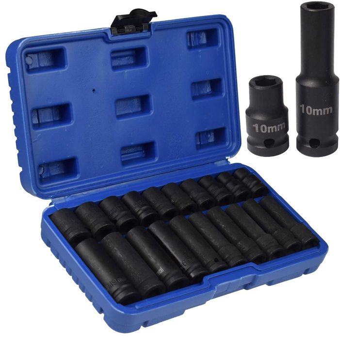 Nasadki UDAROWE Klucze 1/2 DŁUGIE+KRÓTKIE 10-19mm 20szt