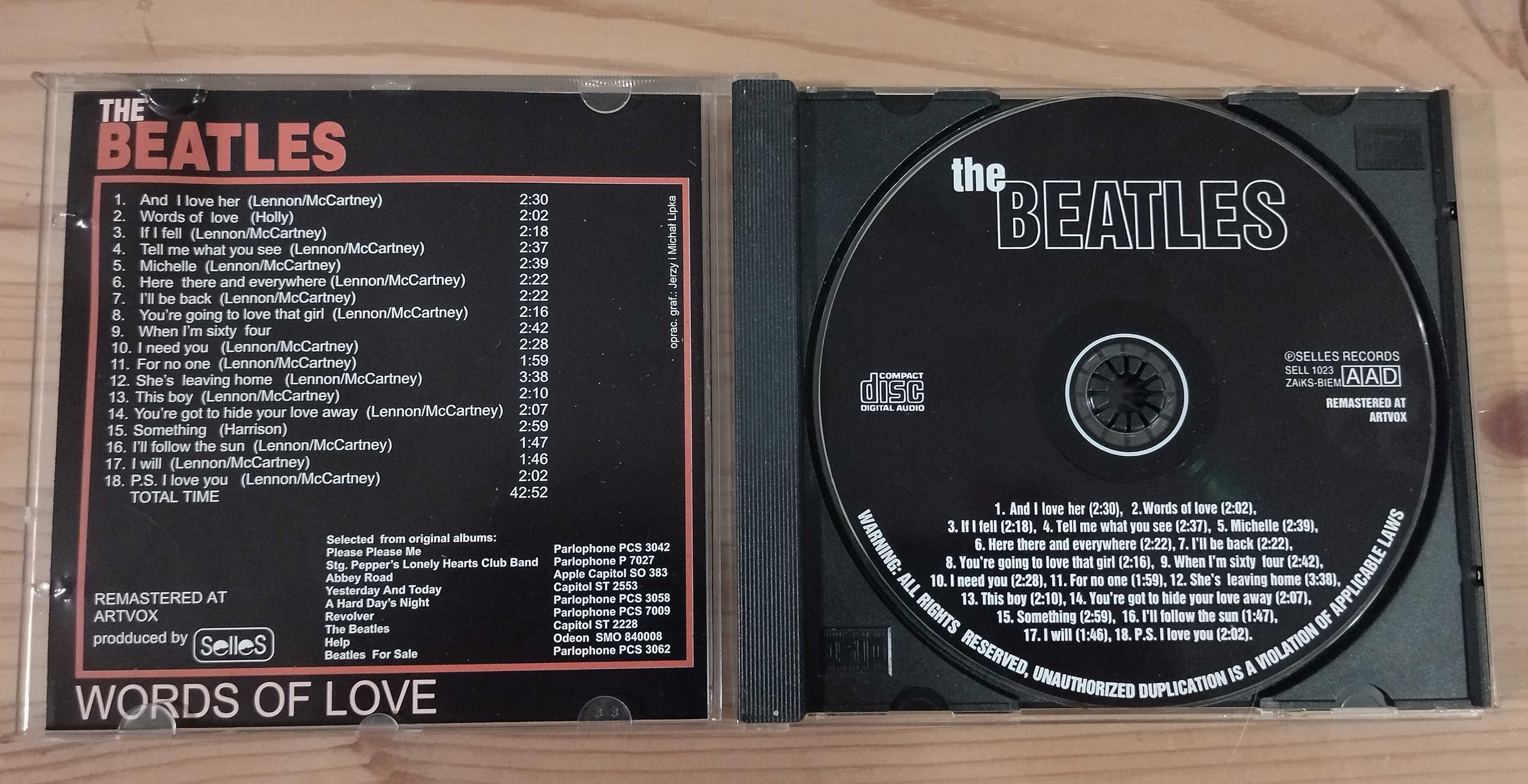 The Beatles. Words of love. Płyta CD z muzyką zespołu.