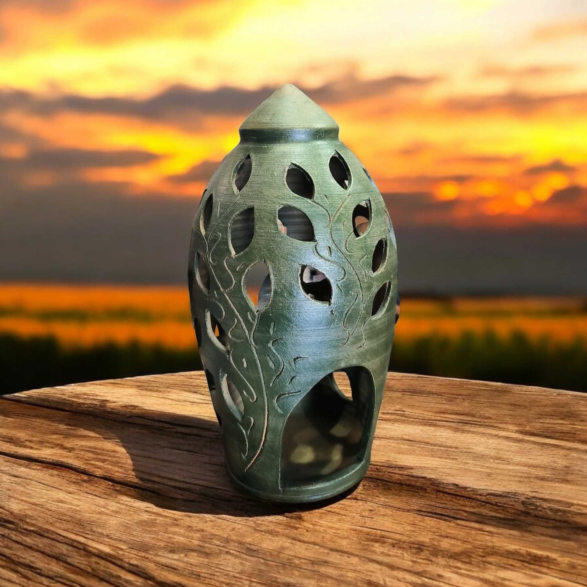 Lampion Ceramiczny Ręcznie Robiony, Lampion Gliniany, Kominek Gliniany