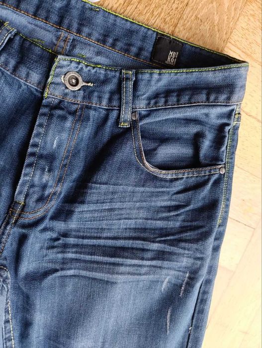 Muko dżinsy Men's Fashion Jeans  Wear blue grееn rozmiar w 33 Wide