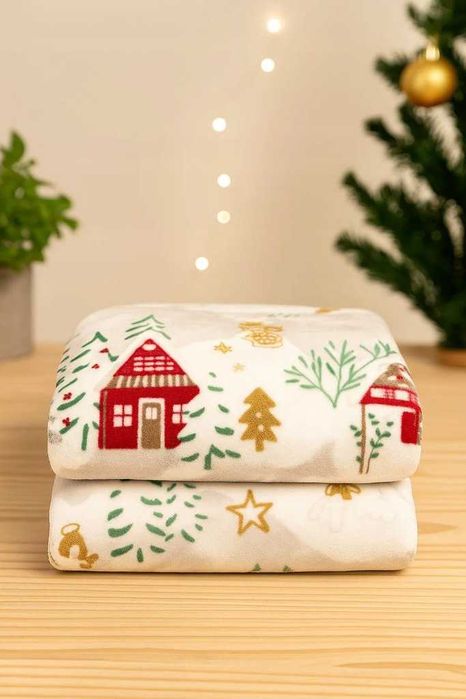 Miękki koc świąteczny 160x200 – ciepły pluszowy zimowy na zimę miękki