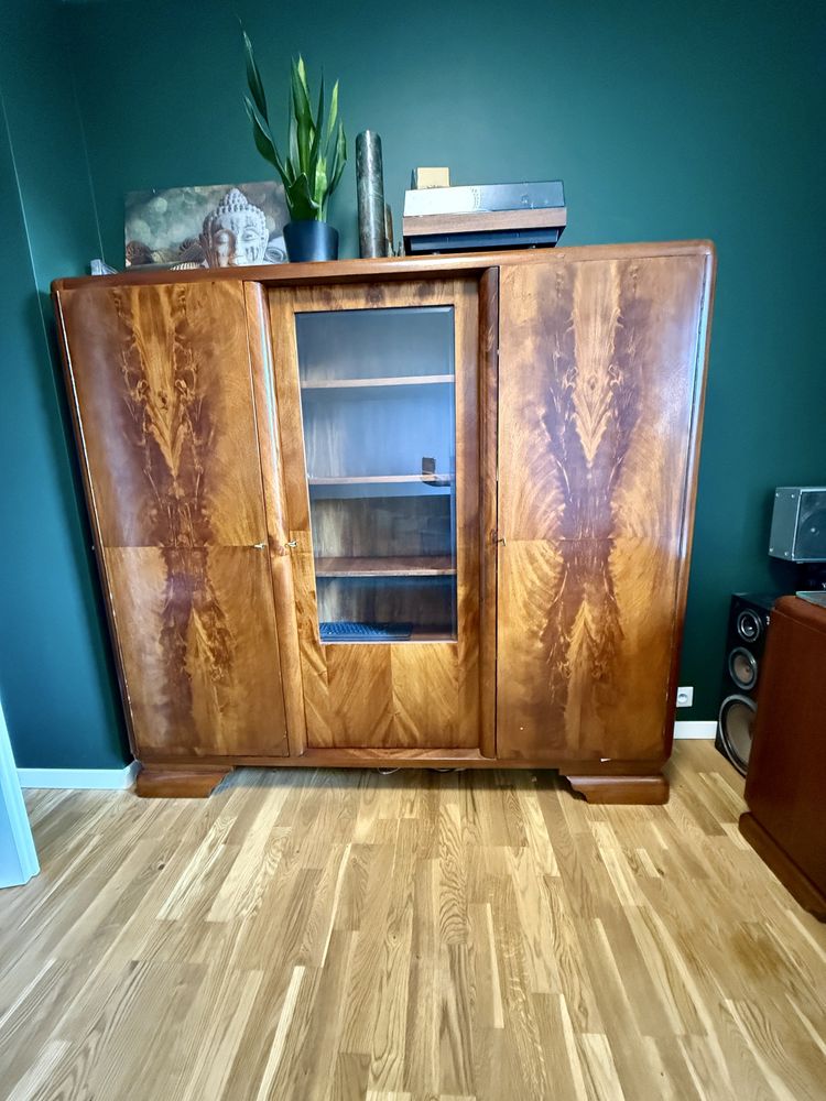 Gabinet art deco fornir biurko dwustronne i biblioteka PRL