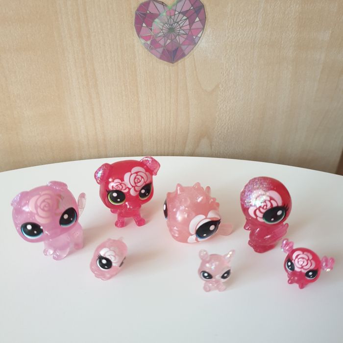 Littlest Pet Shop - zestaw różowy brokatowy 7 figurek