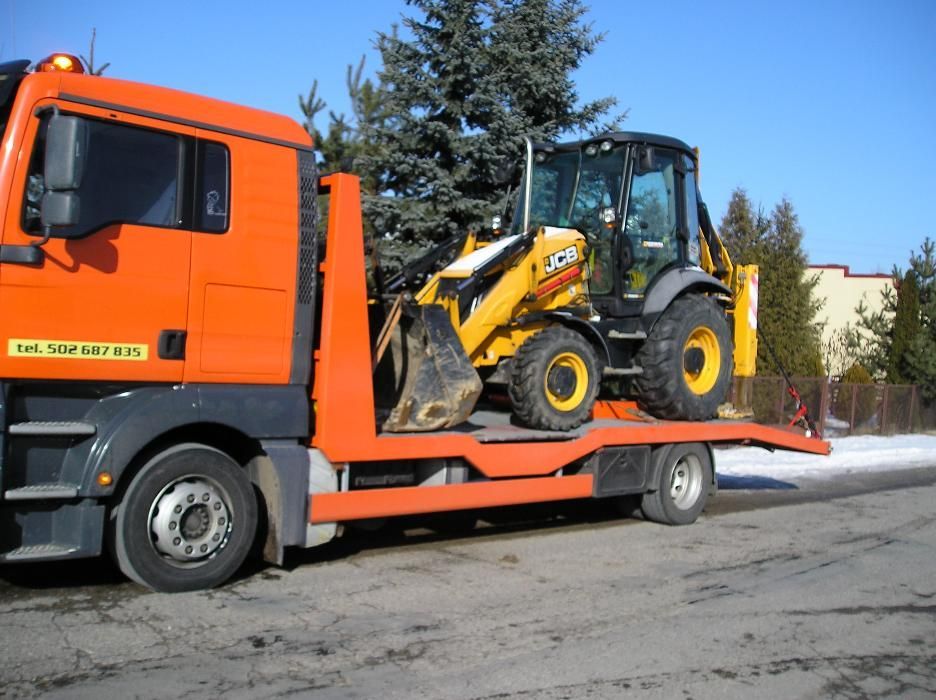 Pomoc Drogowa transport maszyn wózków pojazdów laweta najazd HDS
