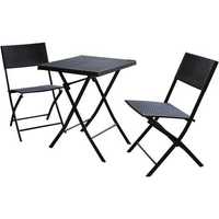 zestaw mebli balkonowych stolik i 2 krzesla czarny ratan
