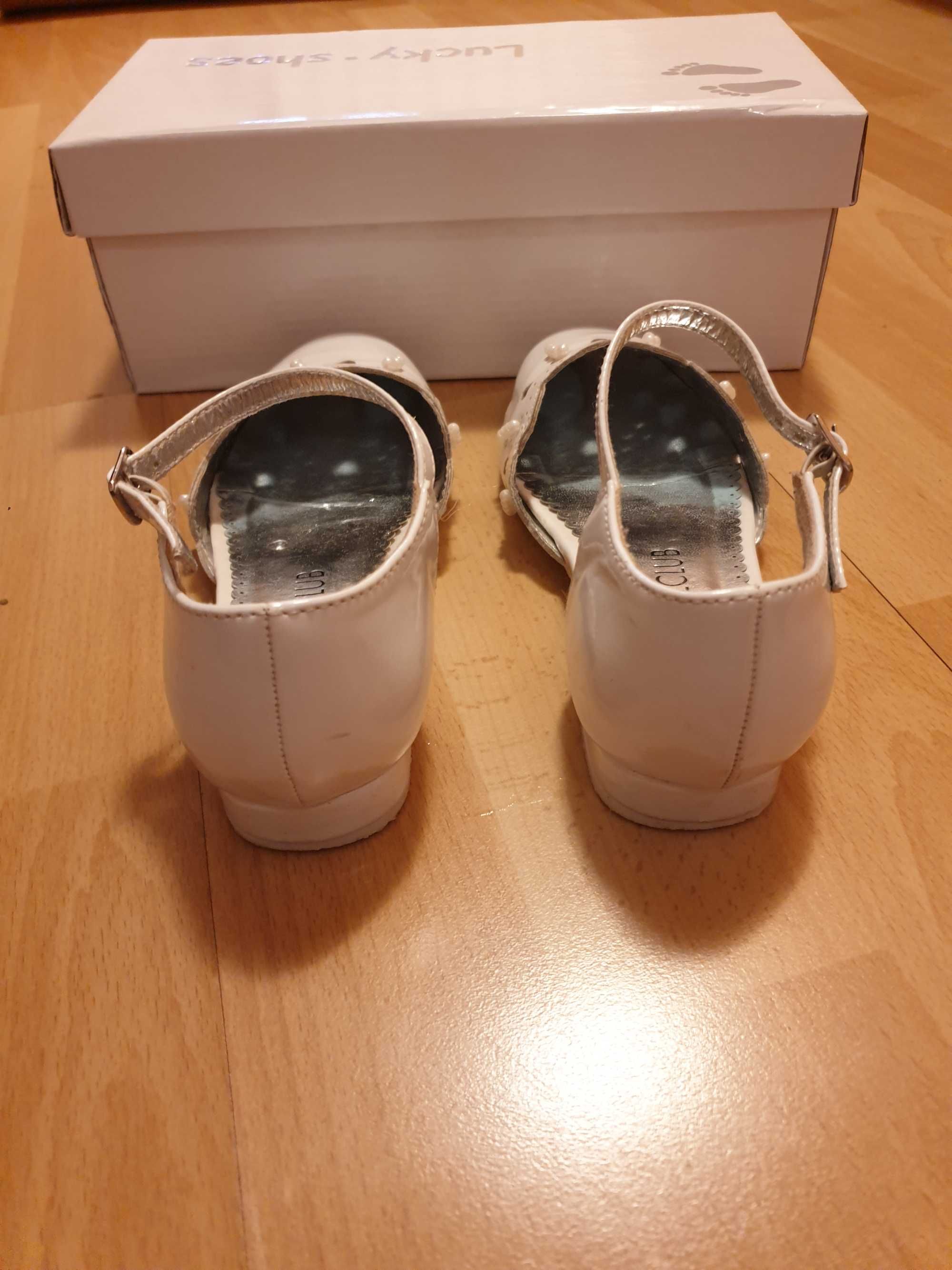 Buty komunijne białe rozm 32 dl. wkładki 19cm