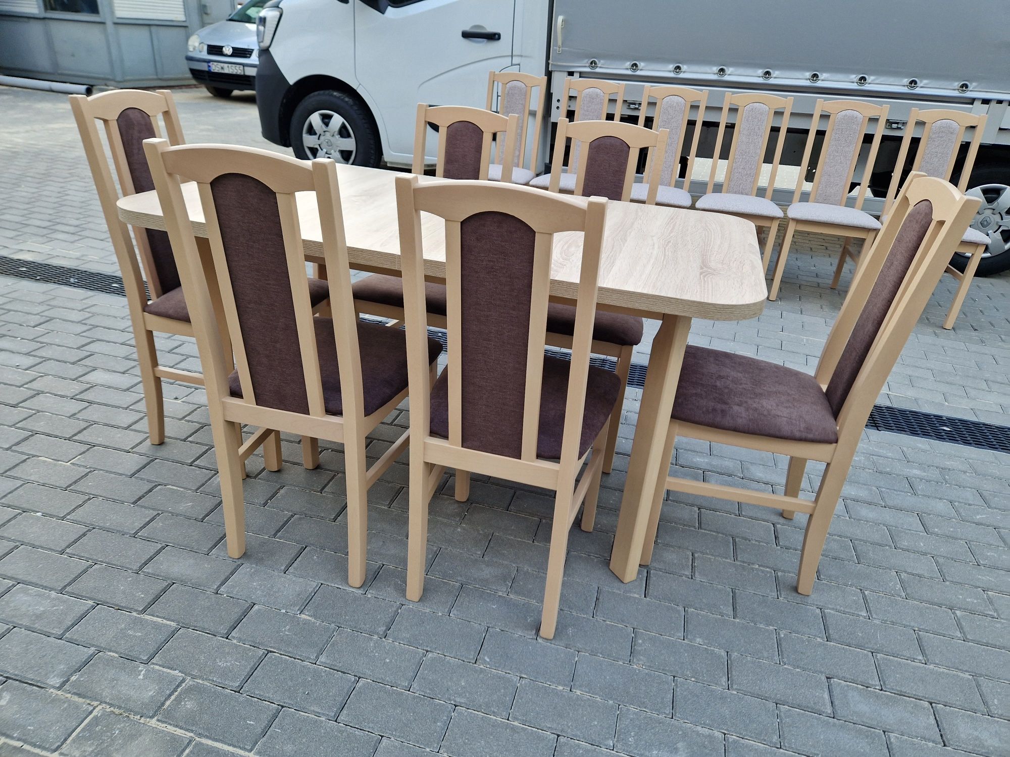 Nowe: Stół 80x140/180 + 6 krzeseł, sonoma + brąz, dostawa PL