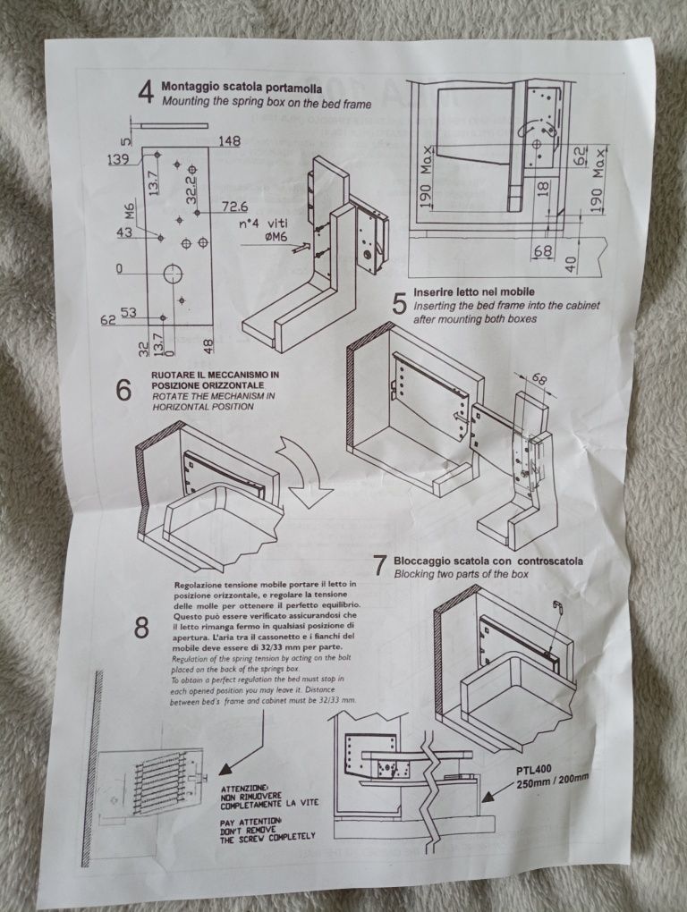 Podnośnik do łóżka pionowego/poziomego abro MLA 108