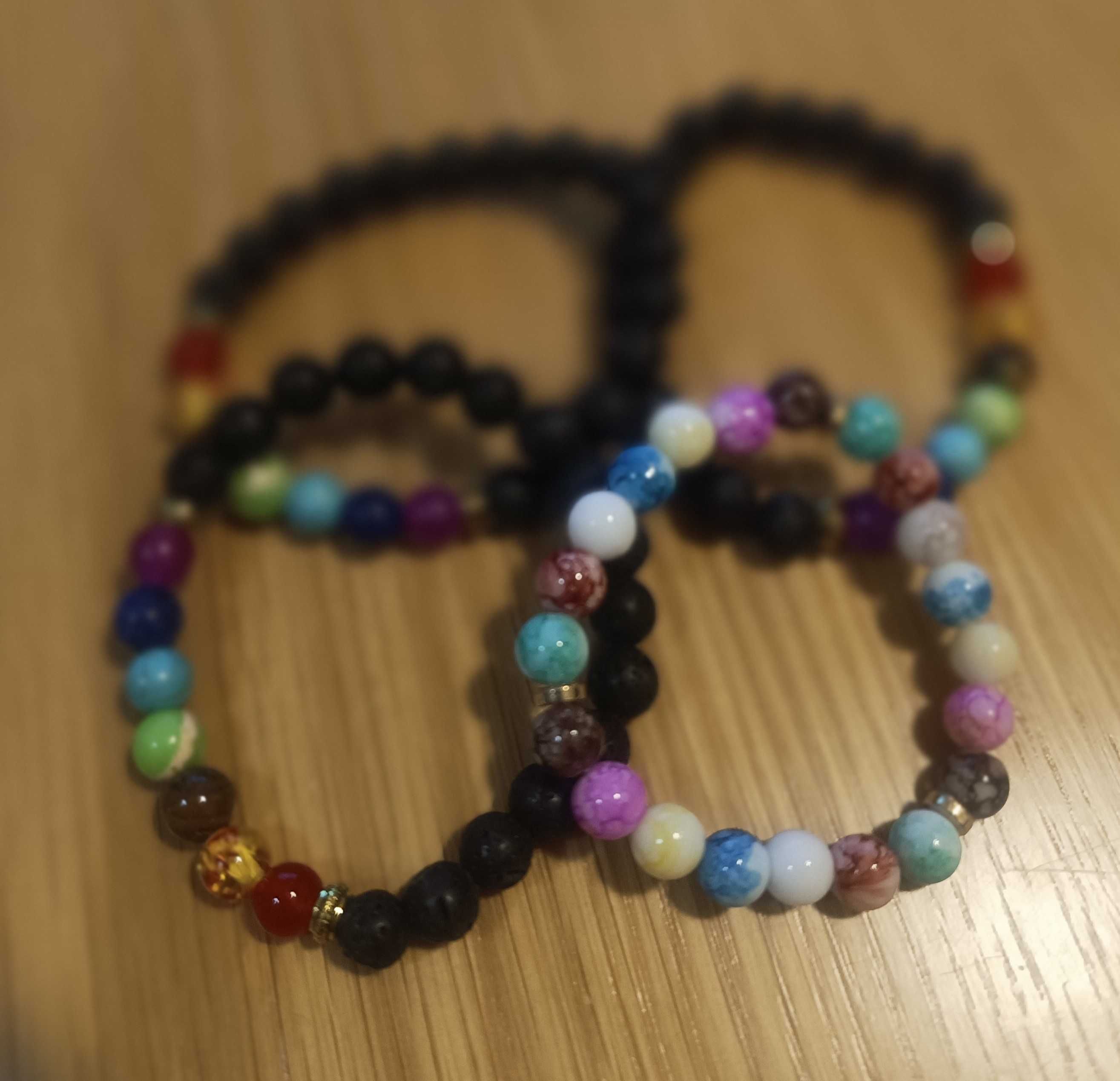 Pulseiras 7 Chakras com pedras de  lava vulcânica