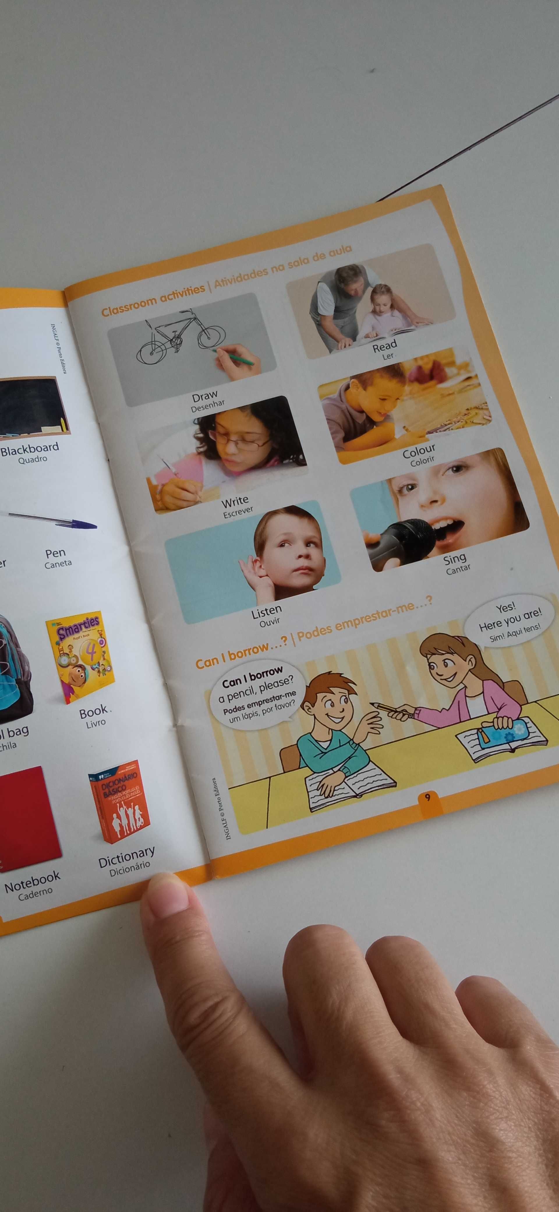 Livro de ingles com ilustrações