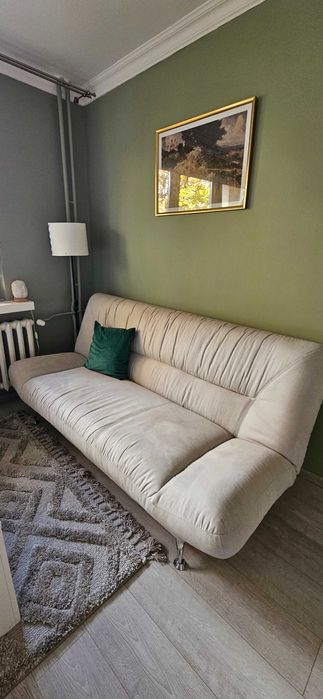 Kanapa sofa jasno szara zadbana skóra