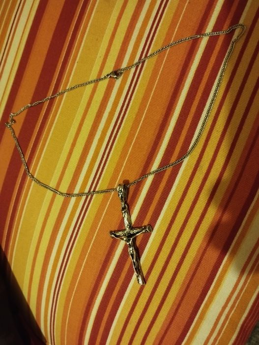 Krzyż srebrny plus łańcuszek z stali chirurgicznej