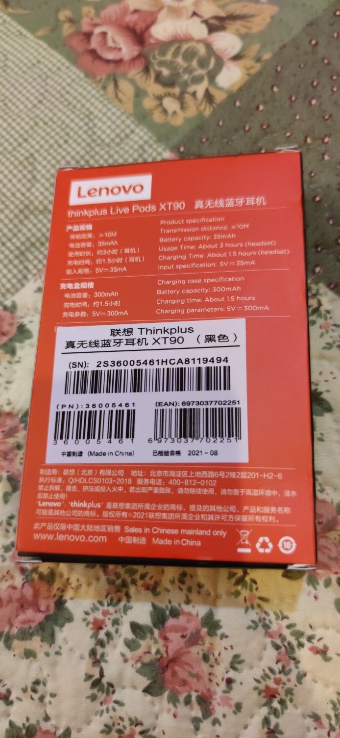 Ear pods bluetooth Lenovo XT90