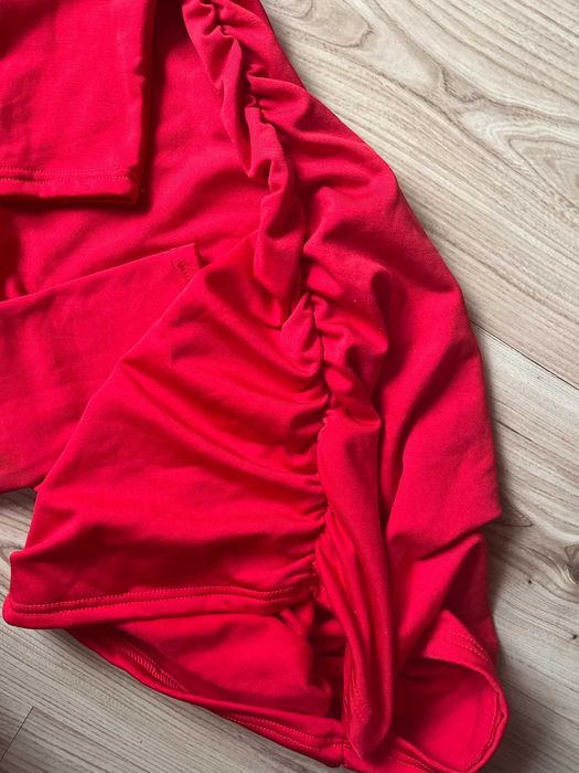 Sukienka długi rękaw czerwona z polarkiem świąteczna święta