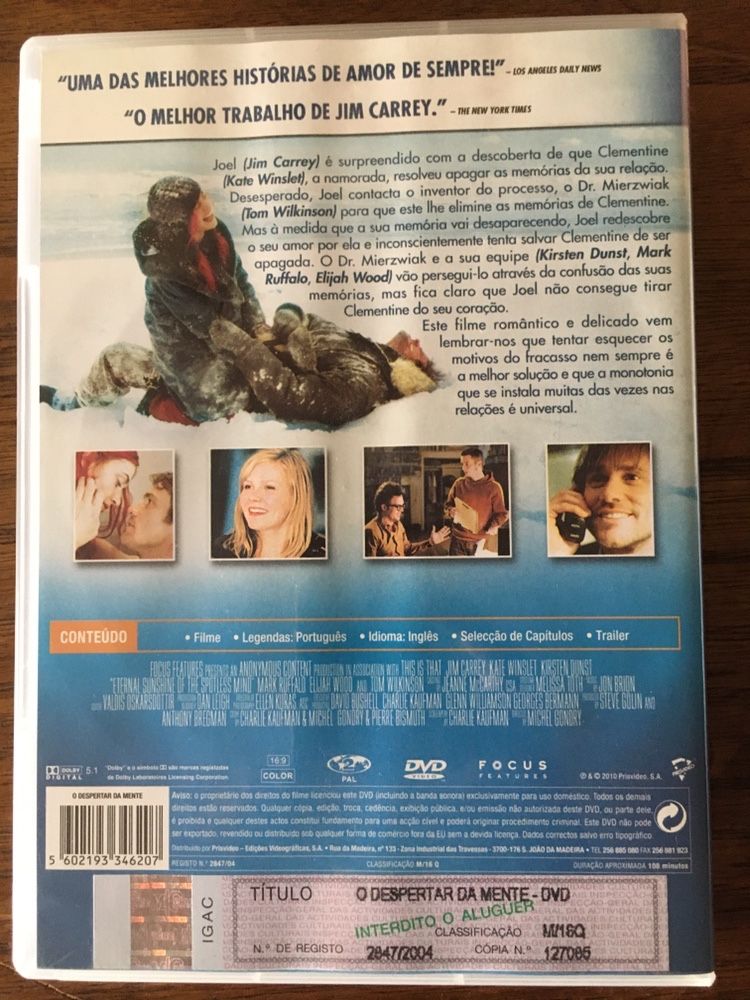 DVD O Despertar da Mente [Jim Carrey & Kate Winslet]