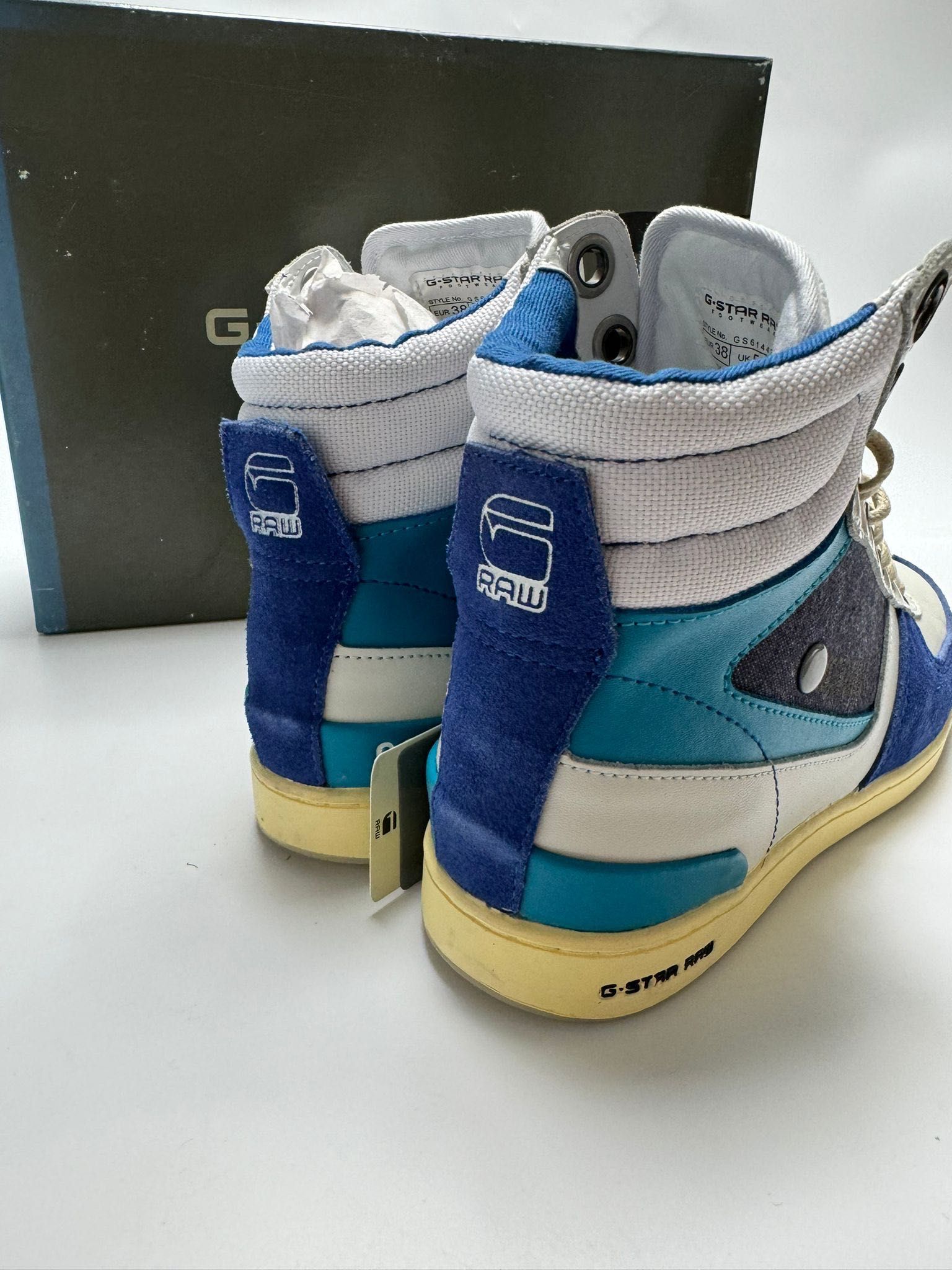 Nowe sneakersy wysokie G-STAR RAW unisex niebieskie 38