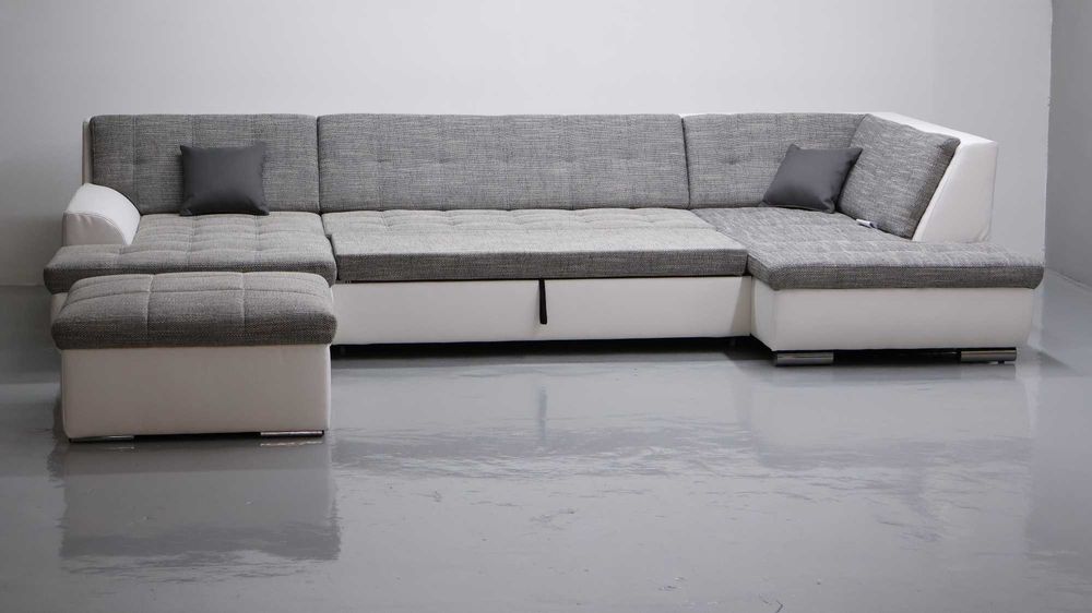 TND nowy narożnik U z funkcja spania rogówka szara tkanina sofa salon