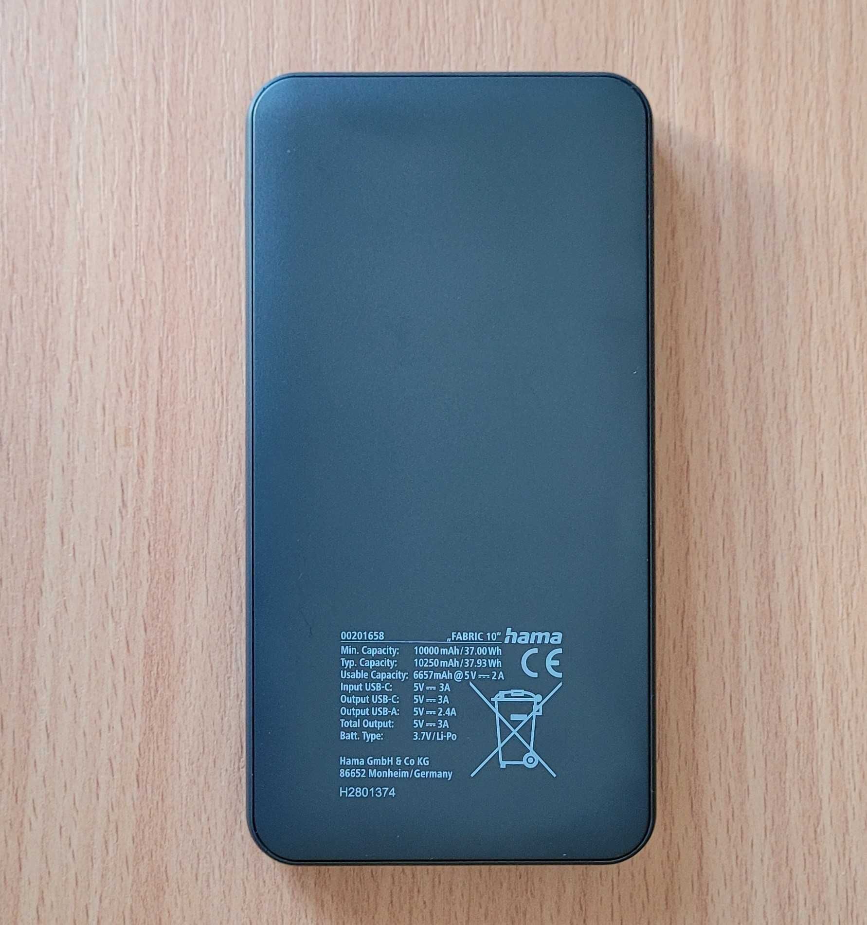 Powerbank Hama Power Pack Fabric 10000mAh Szary