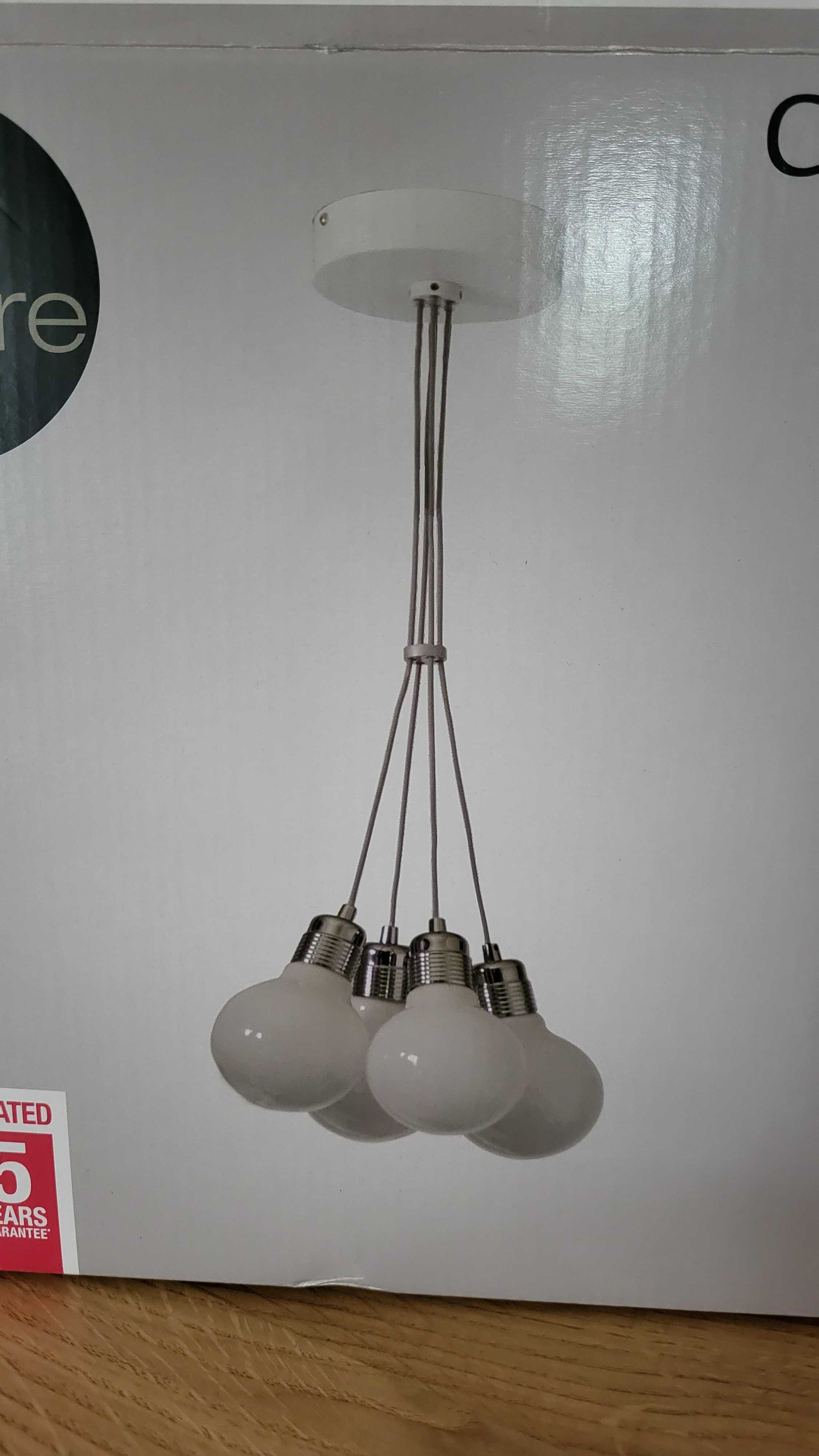 Lampa wisząca sufit Cibola Inspire 4 żarówki LED dekoracja biała szara
